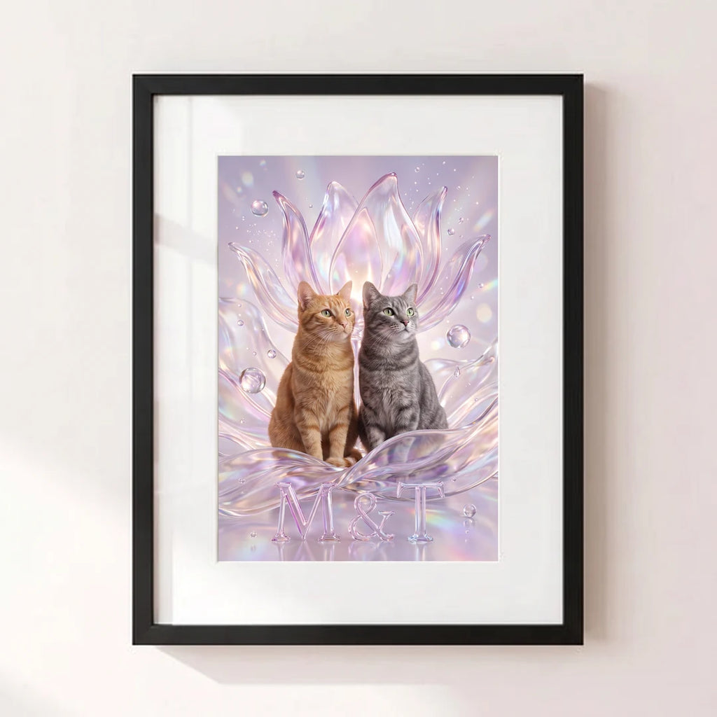 Crystal Bloom poster with two cats