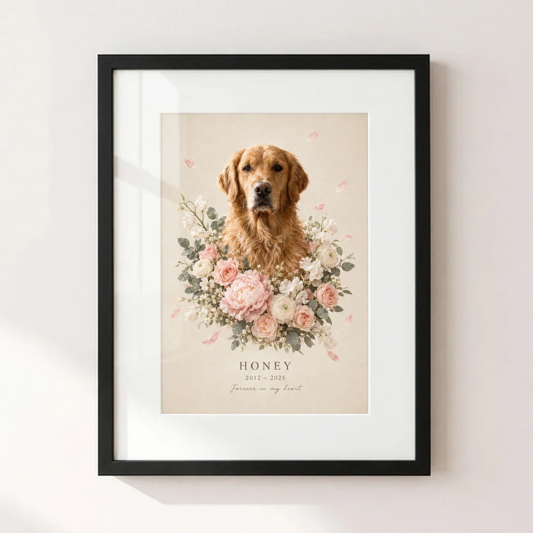 Personalised Pet Memorial Portrait | Forever Blooming
