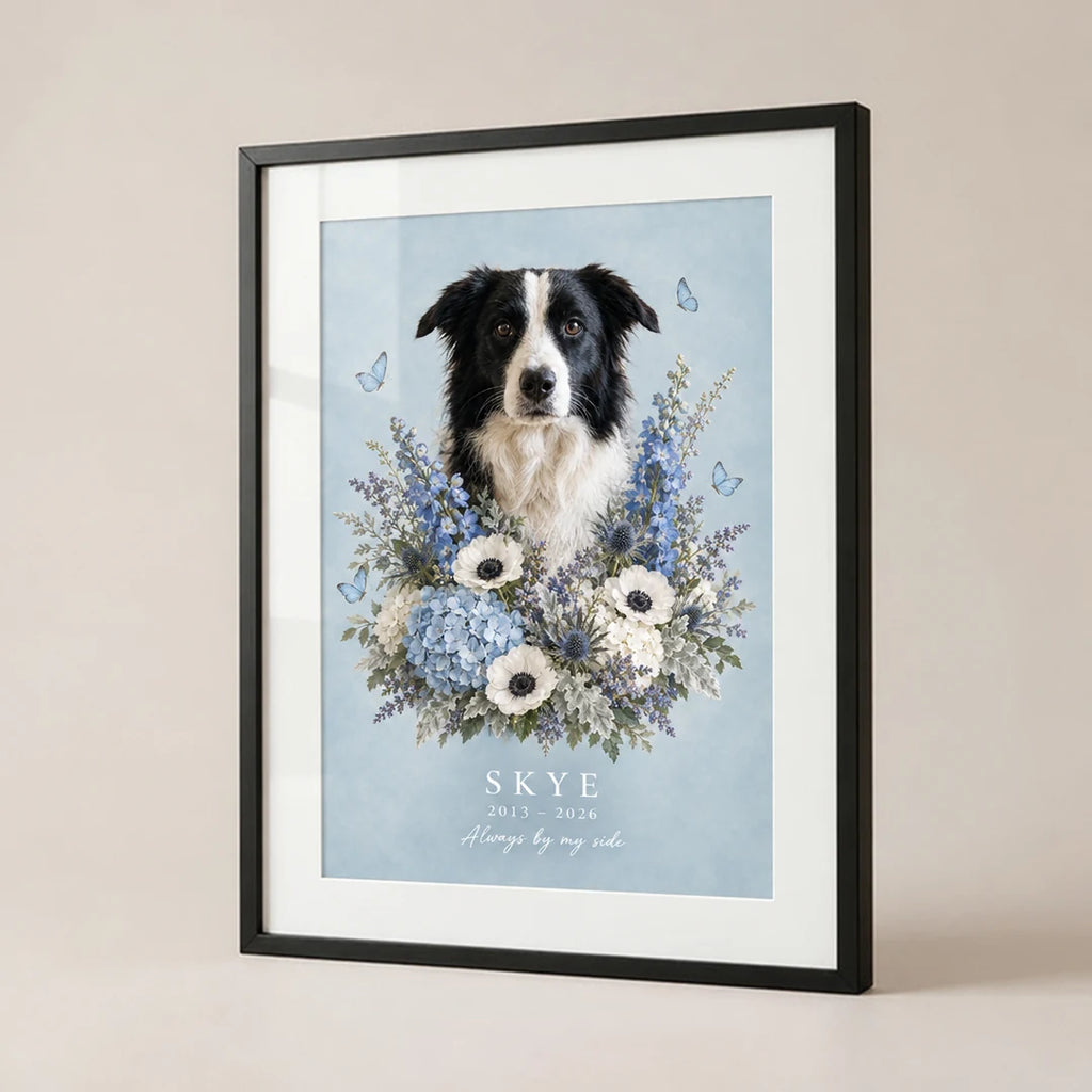 Custom pet memorial portrait | Forever Blooming