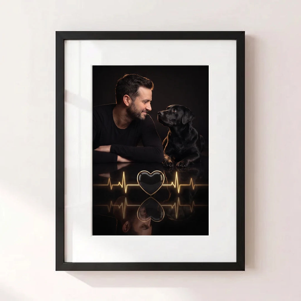 Heartbeat Gold poster with man and black labrador