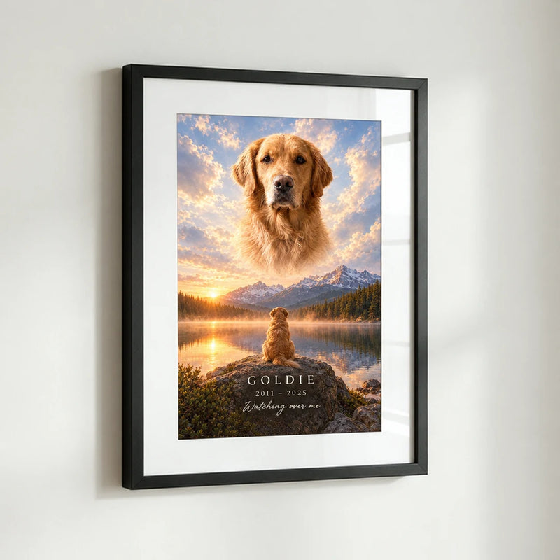 Custom pet memorial portrait | Watching Over Me