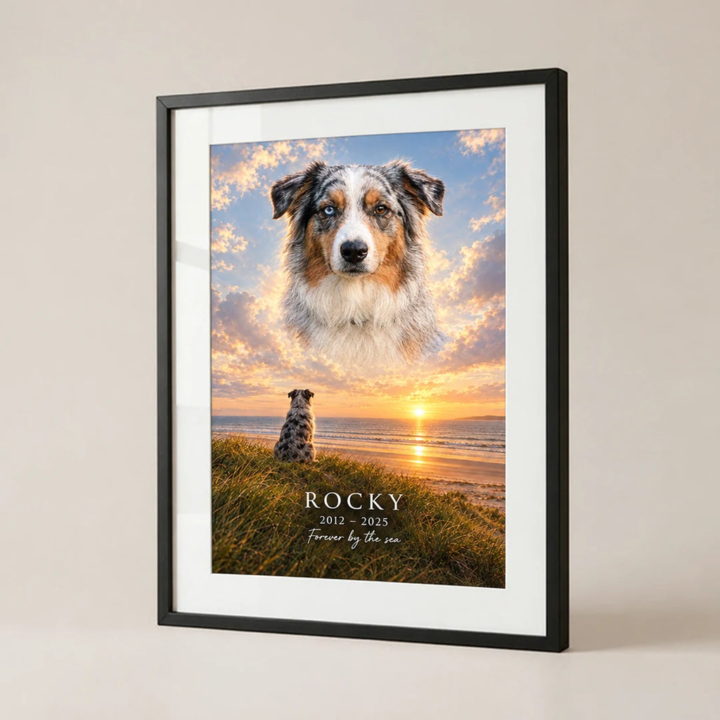 Custom pet memorial portrait | Watching Over Me